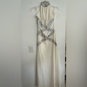 Elegant Cream and Silver Women's Dress